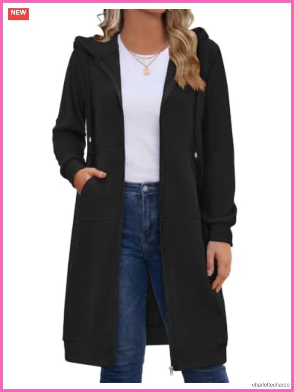 Plus Size Zip Up Hoodies Fleece Tunic Sweatshirt Long Jacket